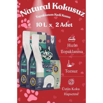 Rigor Cat Natural Kokusuz Topaklanan 2x10 lt Kedi Kumu