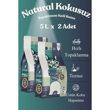 Rigor Cat Natural Kokusuz Topaklanan 2x5 lt Kedi Kumu