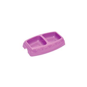 Rimba Kedi ve Küçük Irk Köpekler İçin İkili Plastik 2x200 ml 23 cm Karışık Renkli Mama ve Su Kabı
