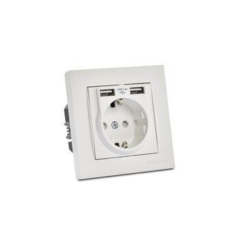 Rita Beyaz İkili USB Topraklı Priz