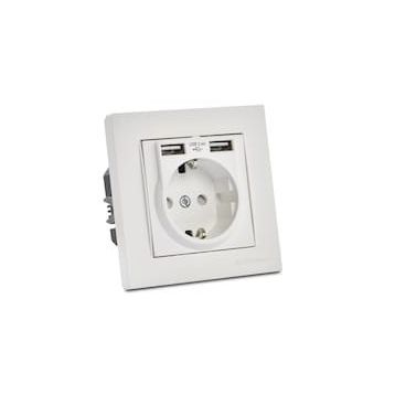 Rita Beyaz İkili USB Topraklı Priz