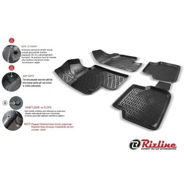 Rizline Audi A3 2003 2012siyah 3D Havuzlu Paspas