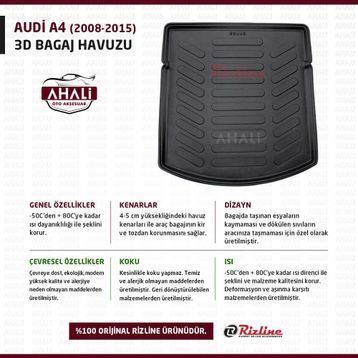 Rizline Audi A4 2008-2015 3D Bagaj Havuzu