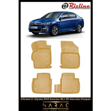 Rizline Citroen C-Elysee 2012 Model Bej 3D Havuzlu Paspas