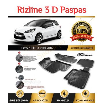 Rizline Citroen C3 2009-2016 3D Havuzlu Paspas