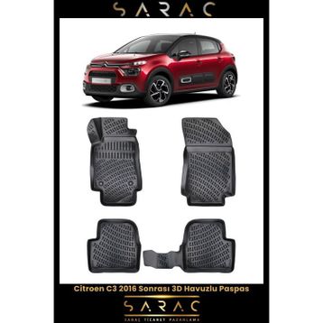 Rizline Citroen C3 2022 Model 3D Havuzlu Paspas