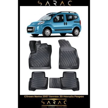 Rizline Citroen Nemo 2021 Model Siyah 3D Havuzlu Paspas