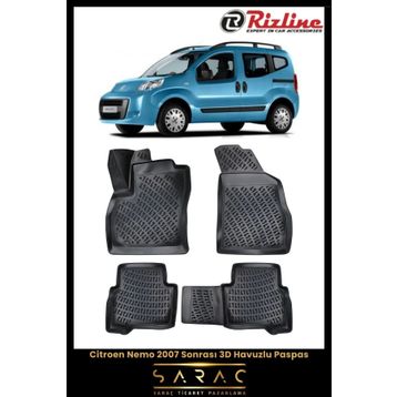 Rizline Citroen Nemo 2021 Model Siyah 3D Havuzlu Paspas