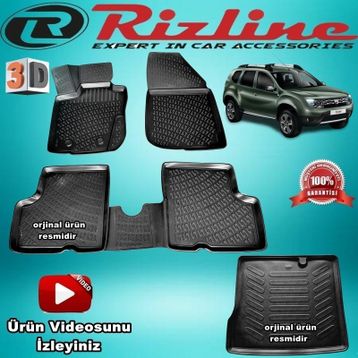 Rizline Dacia Duster 4x2 2010 2017 Siyah 3D Havuzlu Paspas