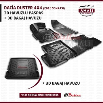 Rizline Dacia Duster 4x4 2018+ 3D Havuzlu Paspas
