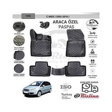 Rizline Ford C-max 2003 2009 Siyah 3D Havuzlu Paspas