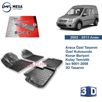 Rizline Ford Connect 2002 2013 Siyah 3D Havuzlu Paspas