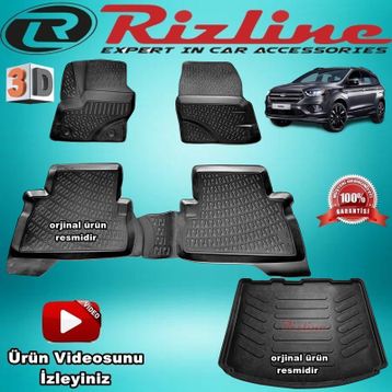 Rizline Ford Kuga 2013-2019 Siyah 3D Havuzlu Paspas