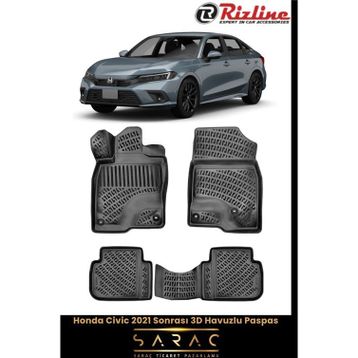 Rizline Honda Civic Sedan-HB 2021 Model Yeni Kasa 3D Havuzlu Paspas