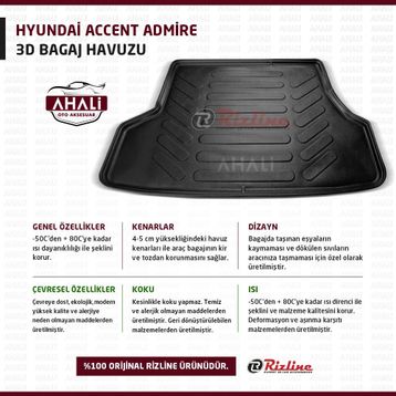 Rizline Hyundai Accent Admire 3D Havuzlu Paspas