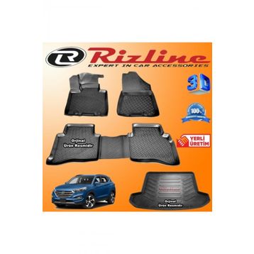 Rizline Hyundai Tucson 3D Paspas + 3D Bagaj Havuzu 2015-2020 Arası Siyah Set