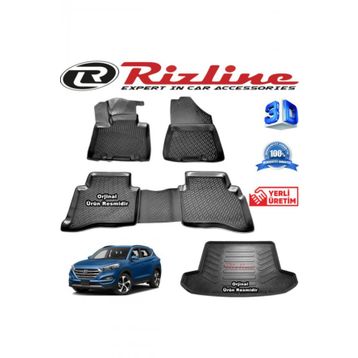Rizline Hyundai Tucson 3D Paspas + 3D Bagaj Havuzu 2015-2020 Arası Siyah Set