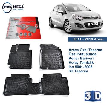 Rizline Kia Rio 2011-2016 3D Havuzlu Paspas