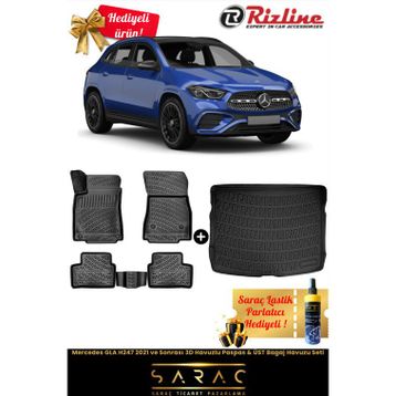 Rizline Mercedes GLA H247 2021 ve Sonrası 3D Havuzlu Paspas+Üst Bagaj Havuzu Seti