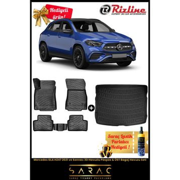 Rizline Mercedes GLA H247 2021 ve Sonrası 3D Havuzlu Paspas+Üst Bagaj Havuzu Seti