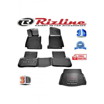 Rizline Mercedes W205 C200 3D Paspas + 3D Rampalı Bagaj Havuzu 2014-2019 Arası Siyah Set
