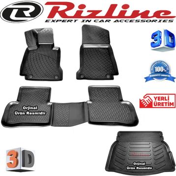 Rizline Mercedes W205 C200 3D Paspas + 3D Rampalı Bagaj Havuzu 2014-2019 Arası Siyah Set