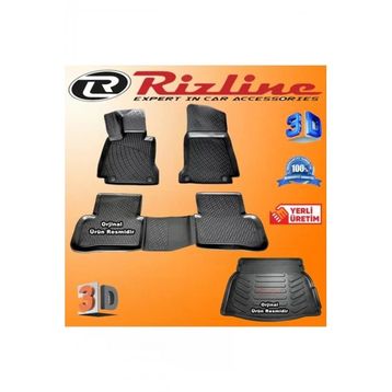 Rizline Mercedes W205 C200 3D Paspas + 3D Rampalı Bagaj Havuzu 2014-2020 Arası Siyah Set