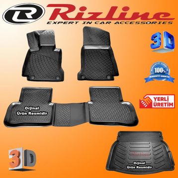 Rizline Mercedes W205 C200 3D Paspas + 3D Rampalı Bagaj Havuzu 2014-2020 Arası Siyah Set