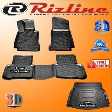 Rizline Mercedes W205 C200 3D Paspas + 3D Rampalı Bagaj Havuzu 2014-2020 Arası Siyah Set