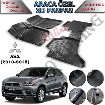 Rizline Mitsubishi ASX Siyah 3D Havuzlu Paspas