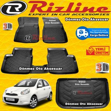 Rizline Nissan Micra 3D Havuzlu Paspas