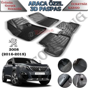 Rizline Peugeot 3008 2016-2018 3D Havuzlu Paspas