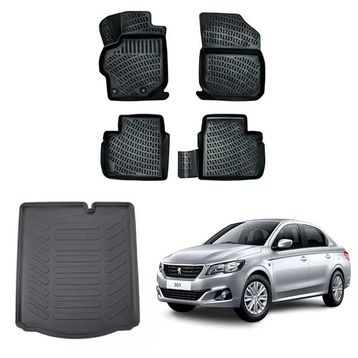 Rizline Peugeot 301 2012+ Siyah 3D Havuzlu Paspas ve Bagaj Havuzu