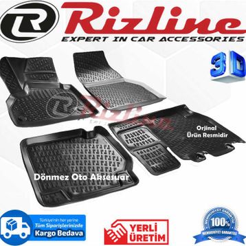 Rizline Renault Kangoo 2 2008 2014 Siyah 3D Havuzlu Paspas