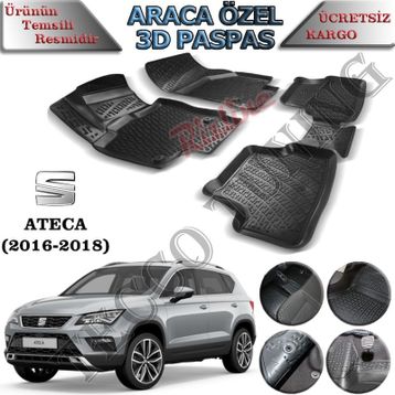 Rizline Seat Ateca Siyah 3D Havuzlu Paspas