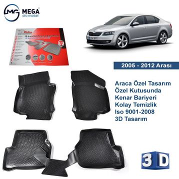 Rizline Skoda Octavia 2005-2012 Bej 3D Havuzlu Paspas