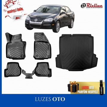 Rizline Volkswagen Jetta 2005-2011 Siyah 3D Havuzlu Paspas + Bagaj Havuzu