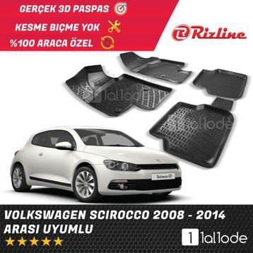 Rizline Volkswagen Scirocco Siyah 3D Havuzlu Paspas