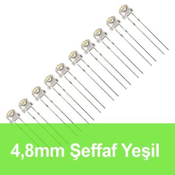Robocombo 10 Adet 4.8 mm Şeffaf Yeşil Mantar Led