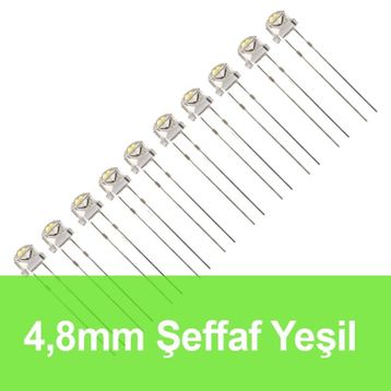 Robocombo 10 Adet 4.8 mm Şeffaf Yeşil Mantar Led