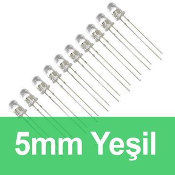 Robocombo 10 Adet 5 mm Şeffaf Yeşil Diyot Led