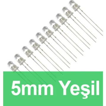 Robocombo 10 Adet 5 mm Şeffaf Yeşil Diyot Led