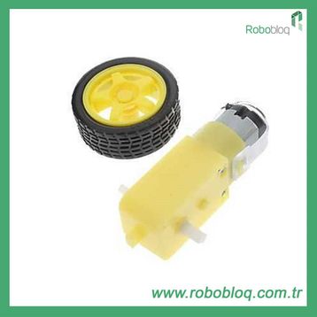 Robot Diyarı 6 V 250 RPM Motor ve Tekerlek Seti