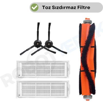 Robotyedek Xiaomi Mop 2 Pro Siyah Uyumlu 5 Parça Set Yedek Fırça Filtre