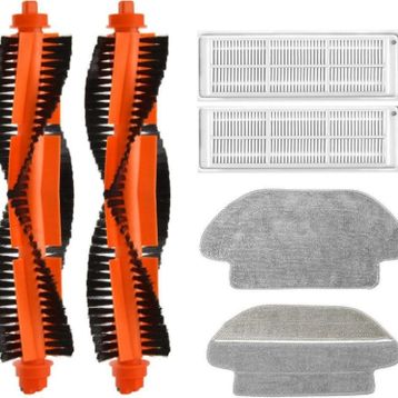 Robotyedek Xiaomi Mop Pro Styj02ym Beyaz Uyumlu 6 Parça Set Yedek Fırça Hepa Filtre Mop