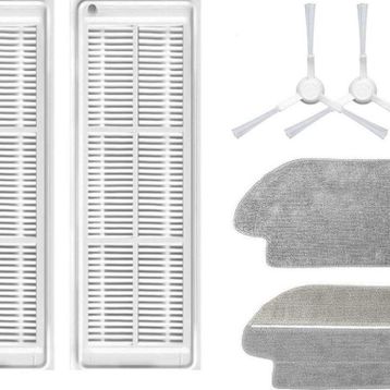 Robotyedek Xiaomi Mop Pro Styj02ym Beyaz Uyumlu 6 Parça Yedek Hepa Filtre Yan Fırça Mop