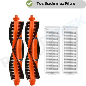Robotyedek Xiaomi Mop Pro Styj02ym Siyah Uyumlu 4 Parça Yedek Ana Fırça ve Hepa Filtre