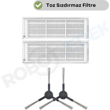Robotyedek Xiaomi Mop Pro Styj02ym Siyah Uyumlu 4 Parça Yedek Hepa Filtre ve Yan Fırça