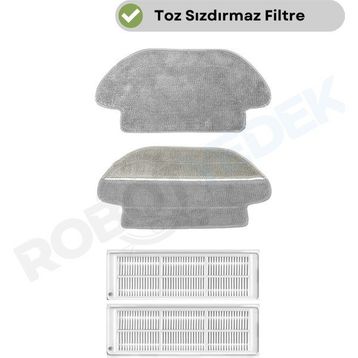 Robotyedek Xiaomi Mop Pro Styj02ym Siyah Uyumlu 4 Parça Yedek Mop ve Hepa Filtre
