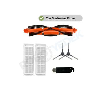 Robotyedek Xiaomi Mop Pro Styj02ym Siyah Uyumlu 6 Parça Yedek Mopsuz Fırça Hepa Filtre